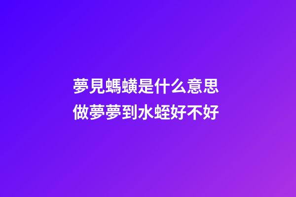 夢見螞蟥是什么意思 做夢夢到水蛭好不好